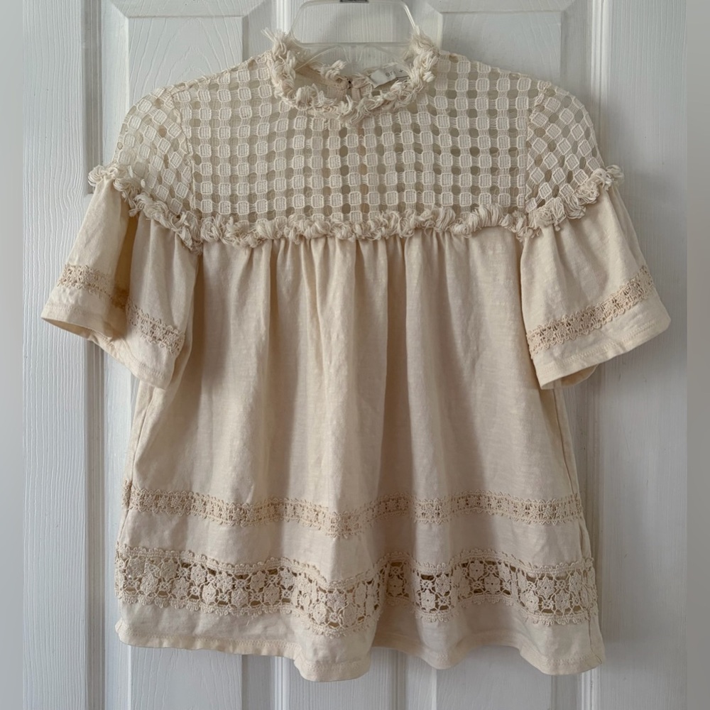Elegant Cream Lace Women's Top
